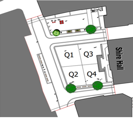 image of market square showing four quadrants which can be hired