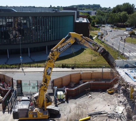 Cawarden excavator on site in Stafford Town Centre