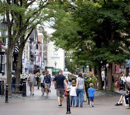 Image of people walking on Stafford Town Centre High Street