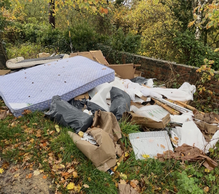 Fly tipping in A519 layby, Hanchurch