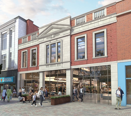 Old Co-op store in Stafford, outside view of how the building could look