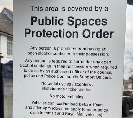 Public Spaces Protection Order sign
